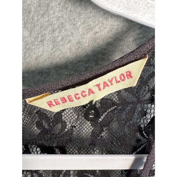 Rebecca Taylor Sz 2 NWOT 100% Silk Textured Lace Cami Ruffle romantic‎ goth - Picture 3 of 10